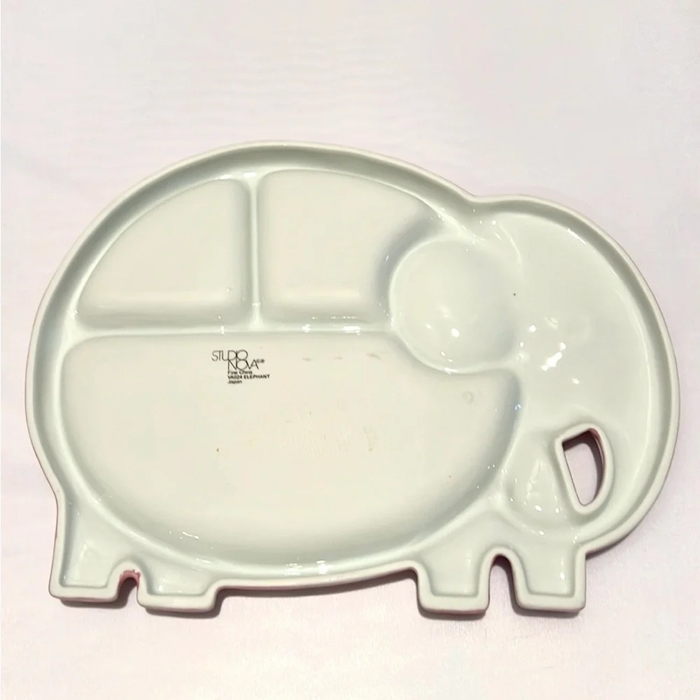Studio Nova Japan Baby Kids Porcelain Divided Dinner Plate Pink Elephant NEW